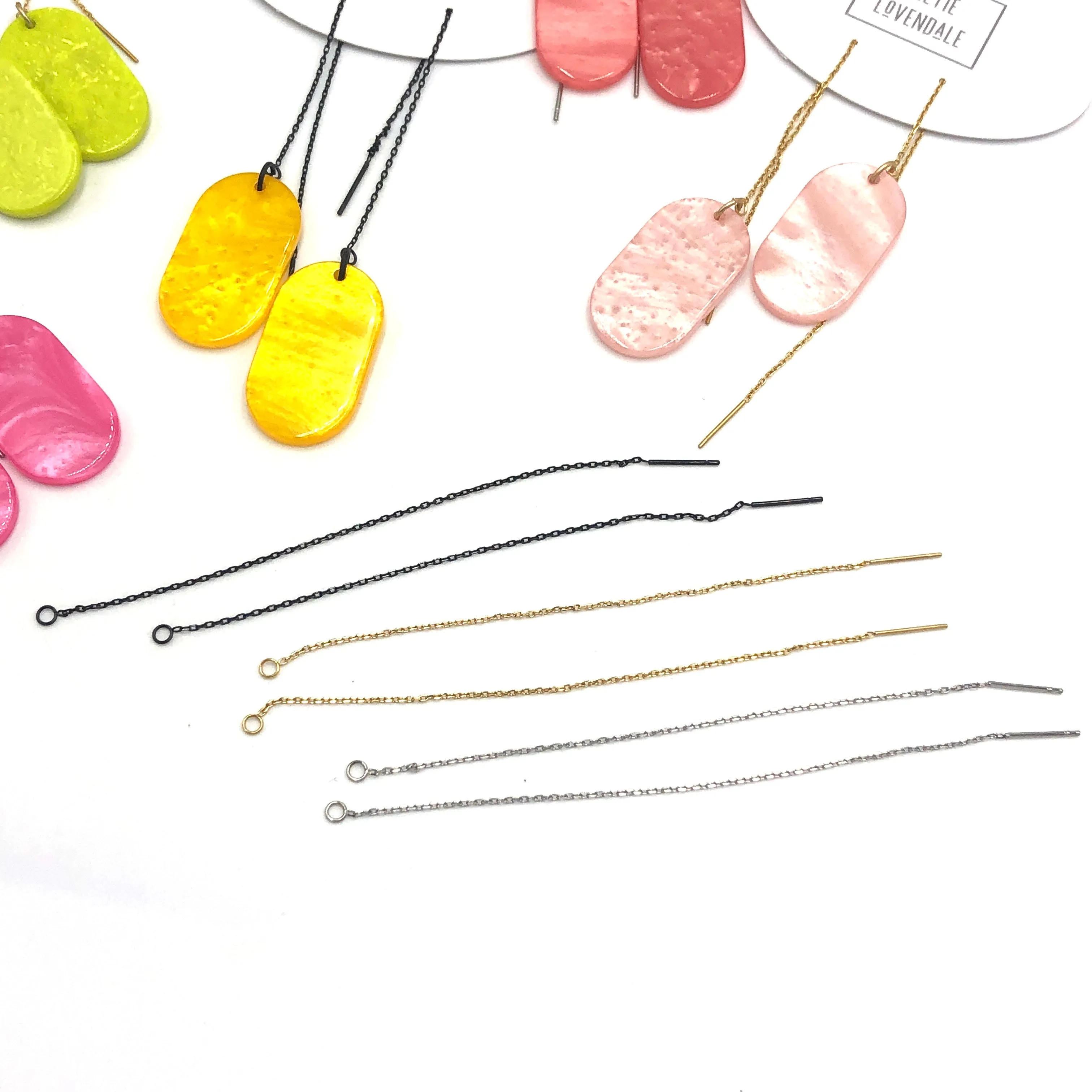 Ice Tag Threader Earrings