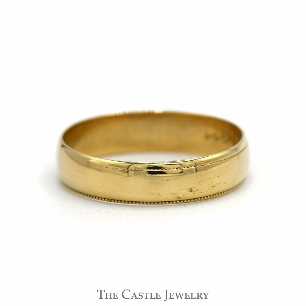 Romantic Craft 5mm Wide Wedding Band with Milgrain Edges in 10k Yellow Gold - Size 10.25