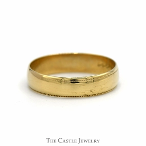 Romantic Craft 5mm Wide Wedding Band with Milgrain Edges in 10k Yellow Gold - Size 10.25
