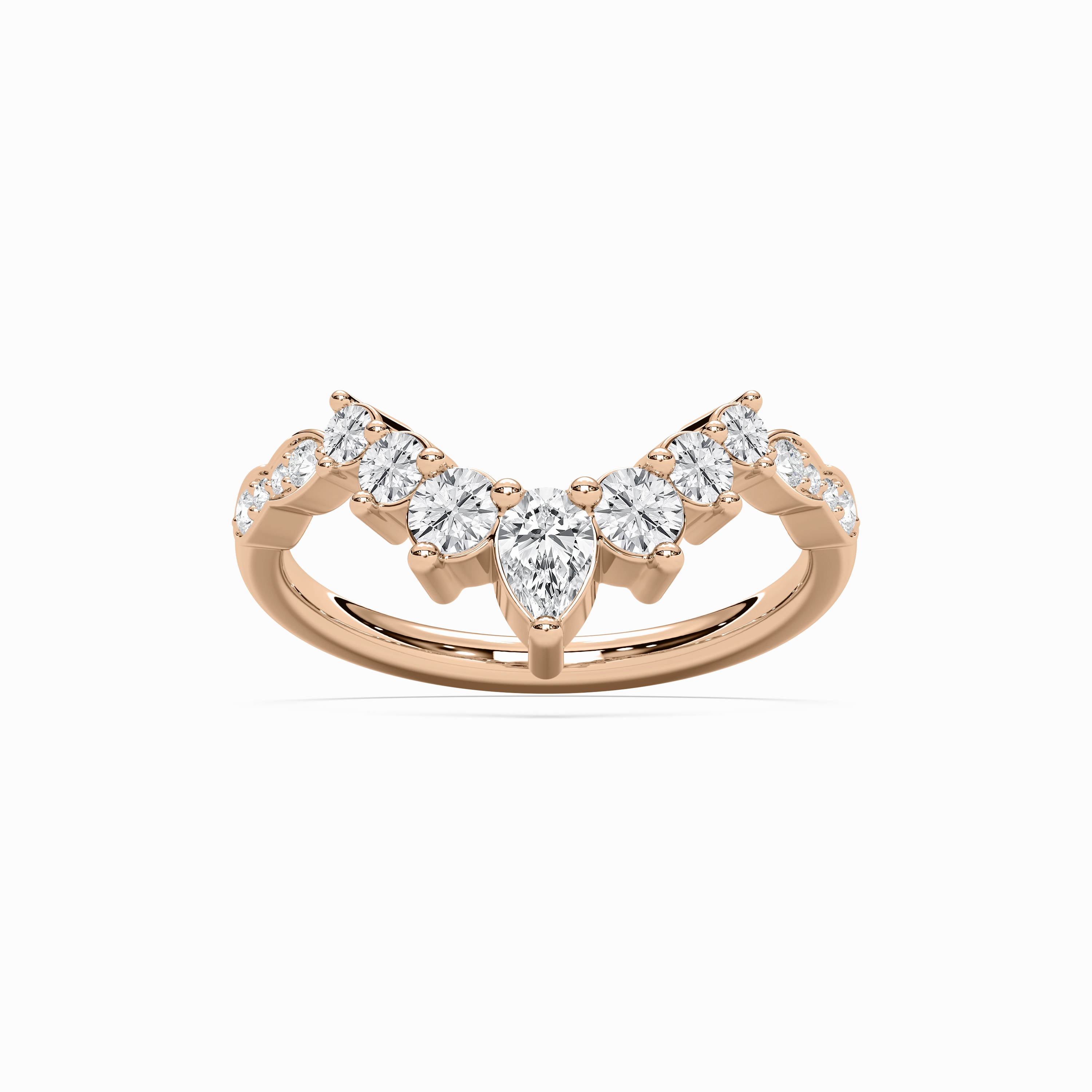 Laci 3/4 ctw Pear and Round Lab Grown Diamond Graduated Curved Band Creative Design Work Friendly