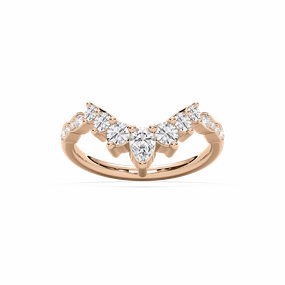 Laci 3/4 ctw Pear and Round Lab Grown Diamond Graduated Curved Band Creative Design Work Friendly