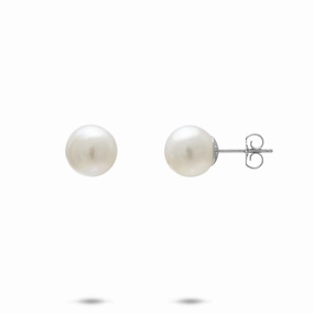 Everyday Favorite South Sea White Pearl Earrings in White Gold - 8-9mm