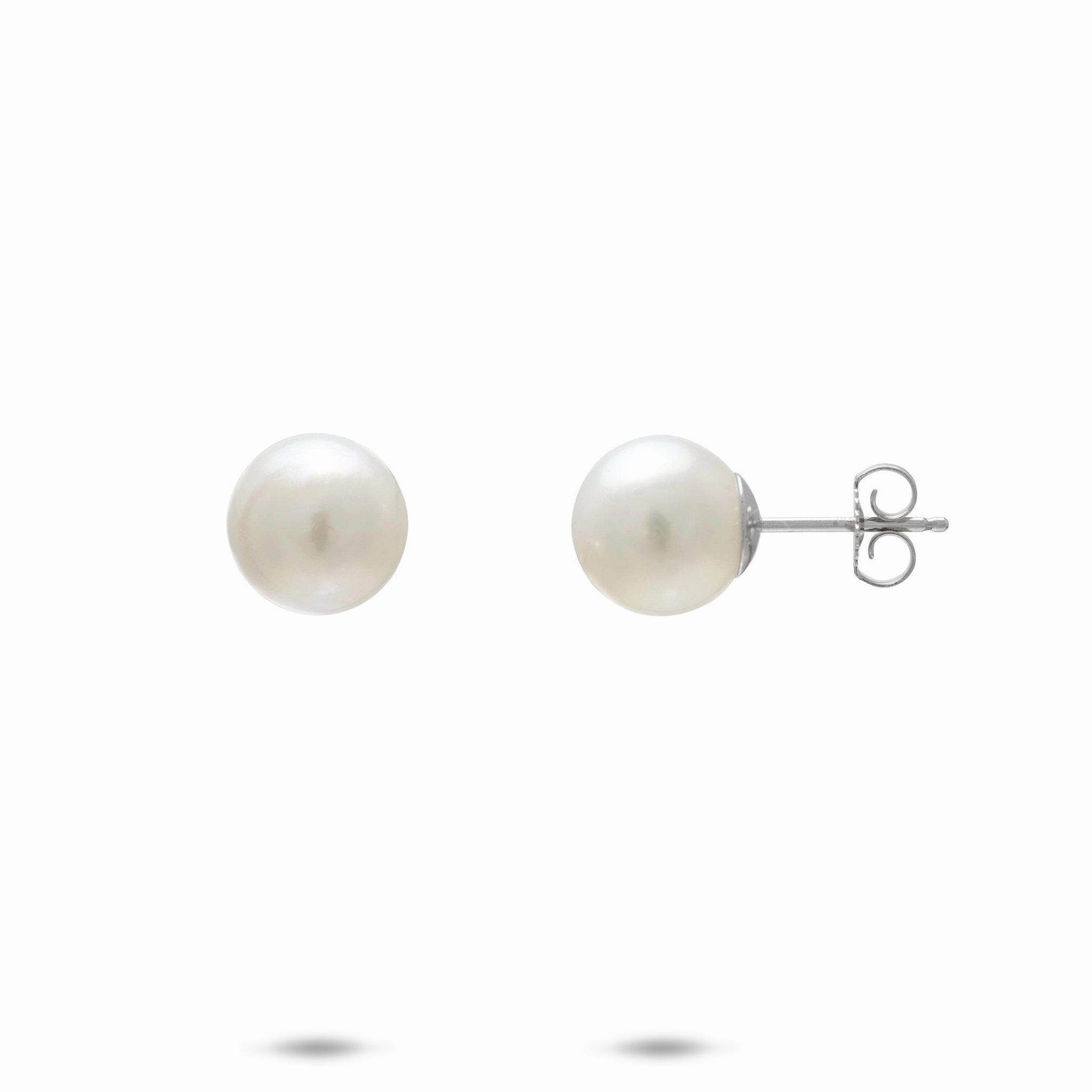 Everyday Favorite South Sea White Pearl Earrings in White Gold - 8-9mm
