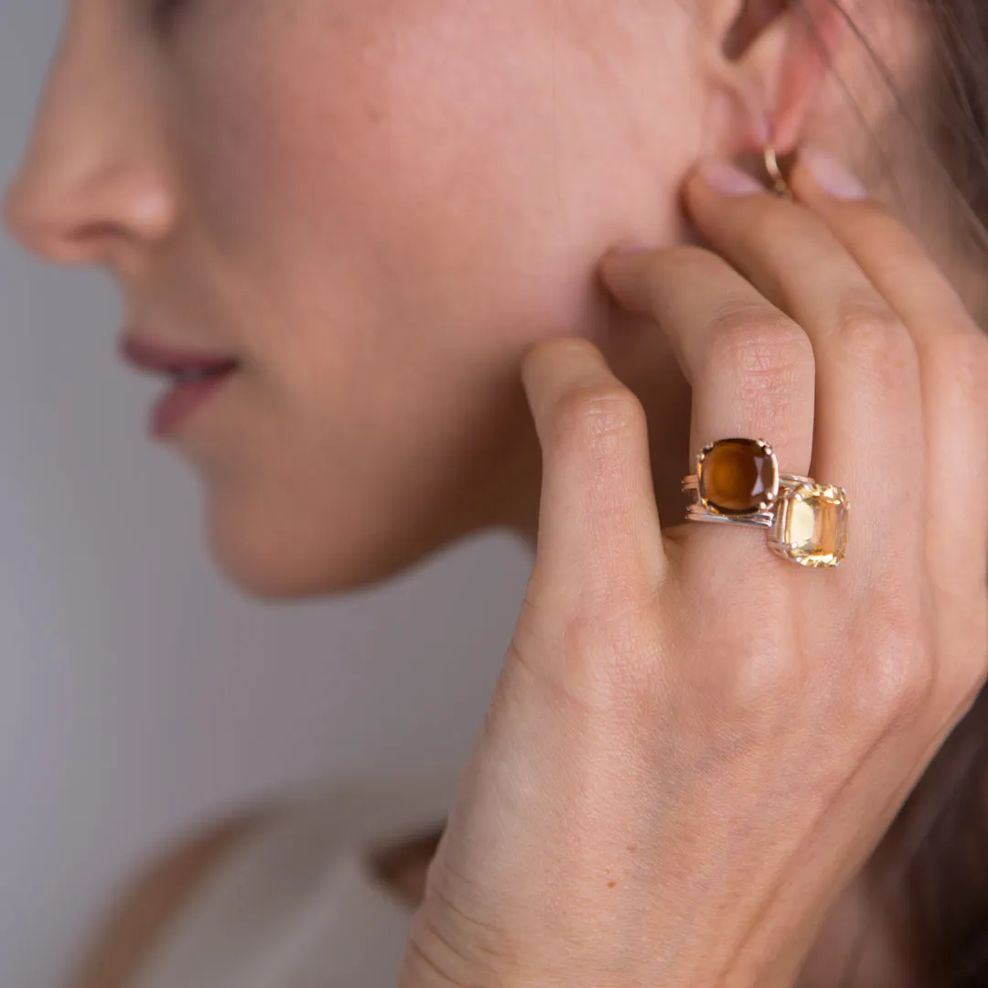 Imperial Topaz Sterling Ring, 12MM Cushion Cut