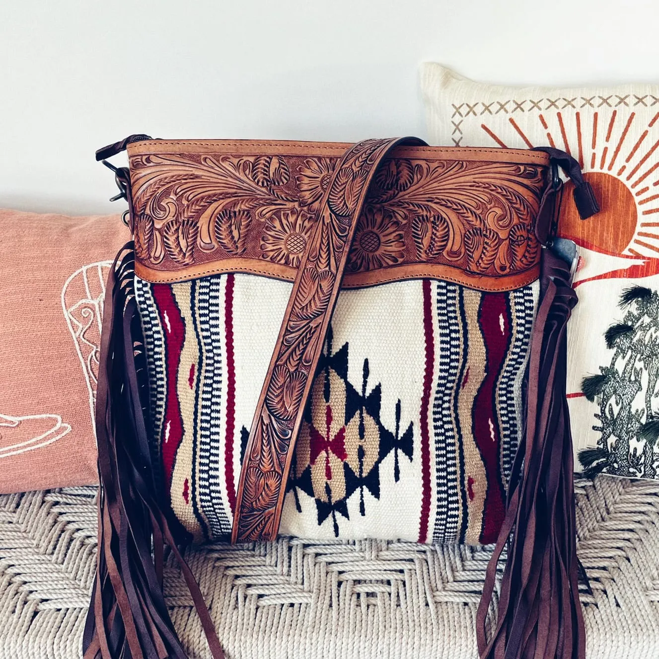 Indiahoma Western Leather Crossbody Purse