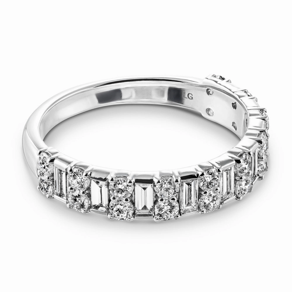Cultural Accent Indy 7/8 ctw Baguette and Round Lab Grown Diamond Alternating Wedding Band