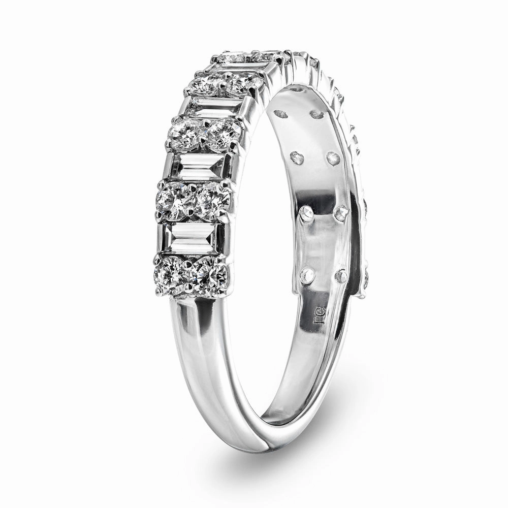 Indy 7/8 ctw Baguette and Round Lab Grown Diamond Alternating Wedding Band Durable Gift Refined Touch