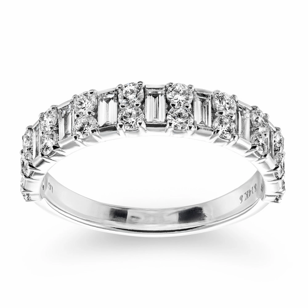 Indy 7/8 ctw Baguette and Round Lab Grown Diamond Alternating Wedding Band Sentimental Style