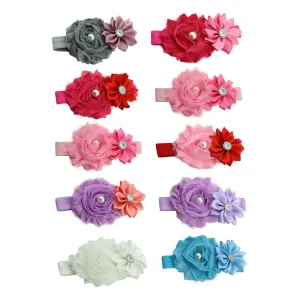 Infant Hair Bows Baby Hair Bands Set 10 Colors Elastic Flower Headband for Baby Girls Photo Props