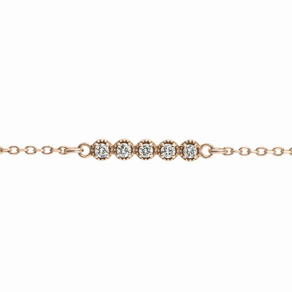 Round Lab Grown Diamond Five Stone Bar Bracelet  - 7 Inches Abstract art