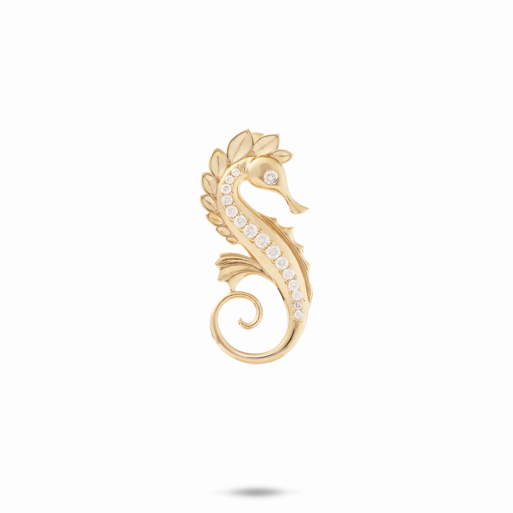 Ocean Dance Seahorse Pendant in Gold with Diamonds - 24mm Elegant Style