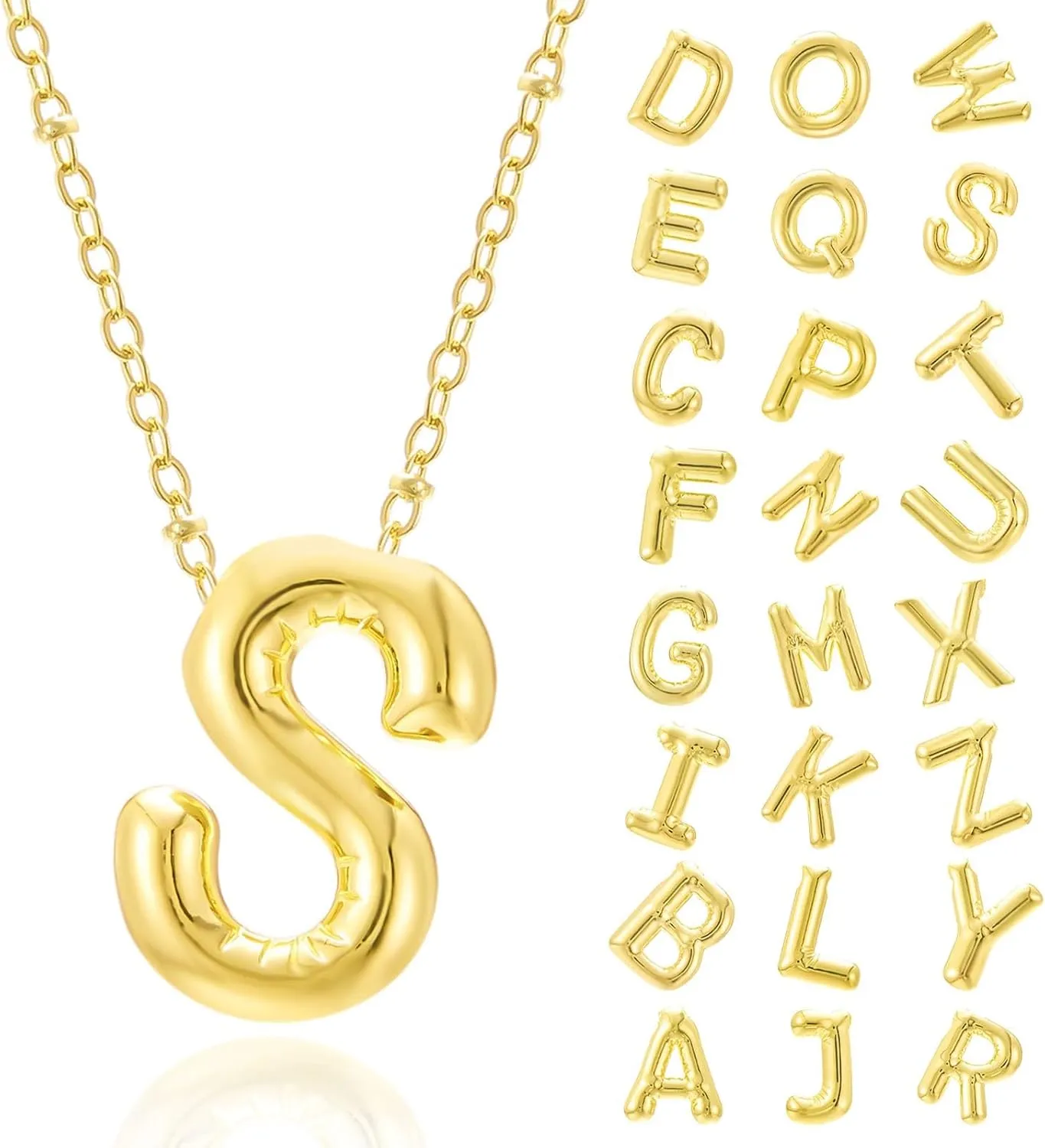 Initial Necklaces for Women Gift Trendy Stuff Bubble Letter Pendant Necklace Gold Jewelry Birthday Gifts for Women Her Mom Sister