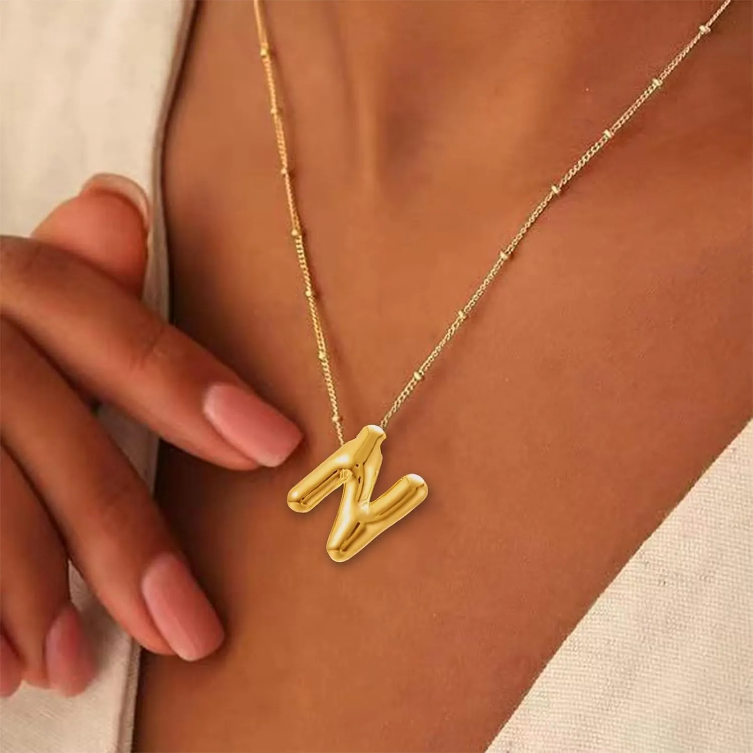 Initial Necklaces for Women Gift Trendy Stuff Bubble Letter Pendant Necklace Gold Jewelry Birthday Gifts for Women Her Mom Sister