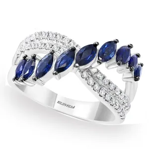 Inlaid Blue Sapphire Silver Ring for Women Party Jewelry