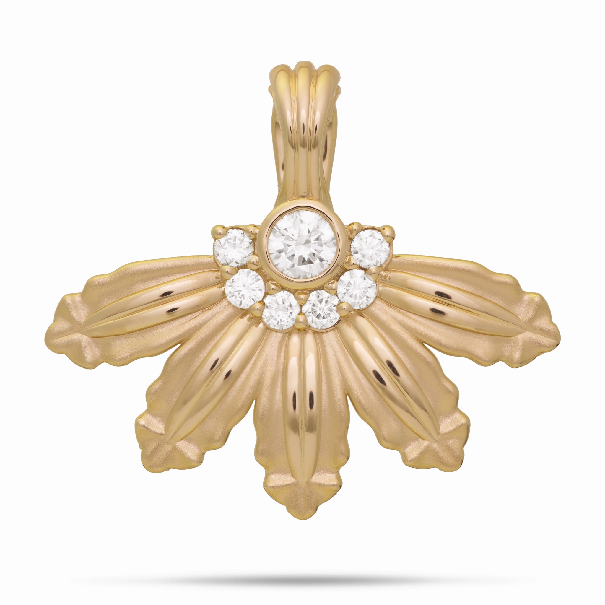 Mountain Naupaka Pendant in Gold with Lab Grown Diamonds - 40mm Exquisite Stones