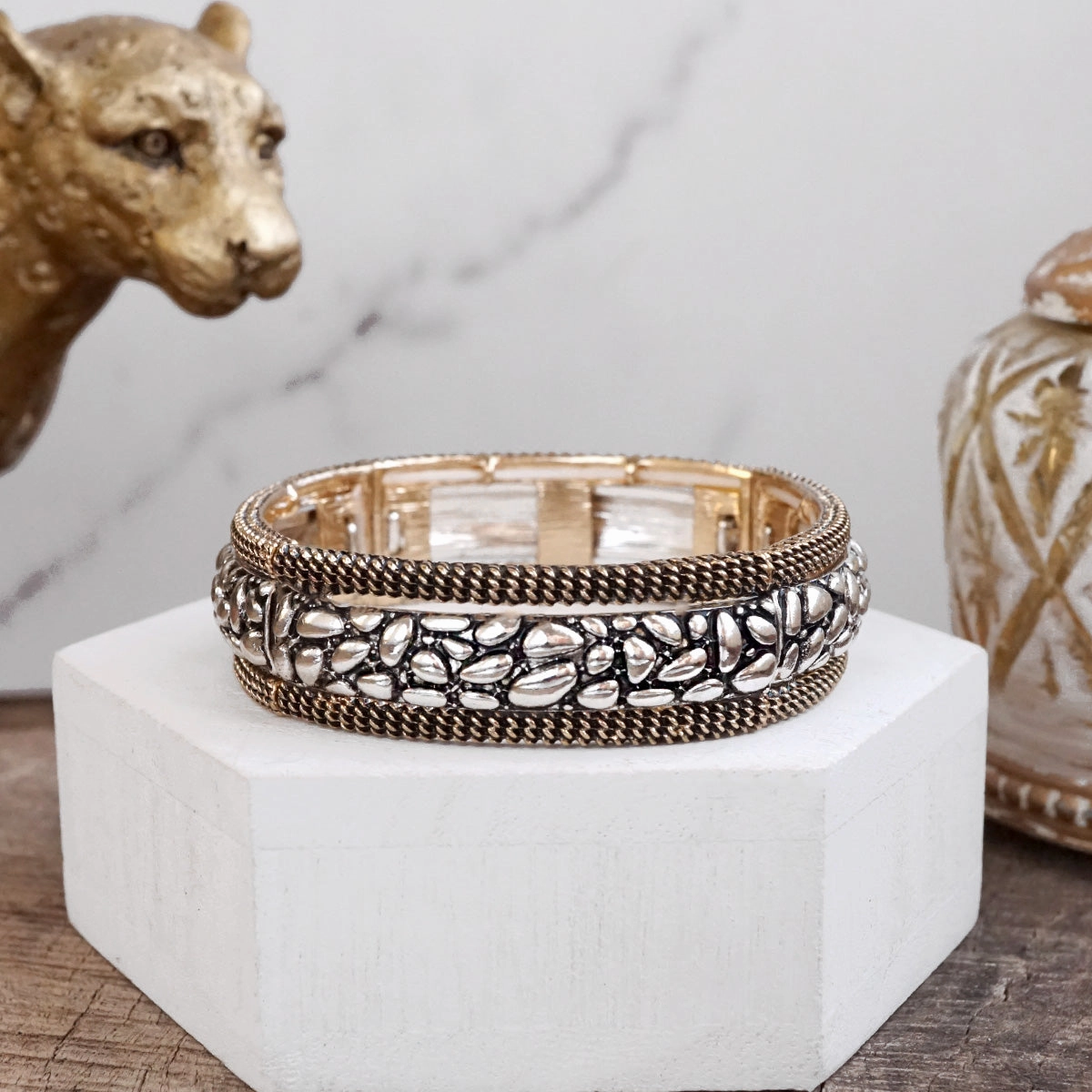 Moon Pebble ?C Textured Wide Stretch Bangle Heritage Celebrated Hypoallergenic choice