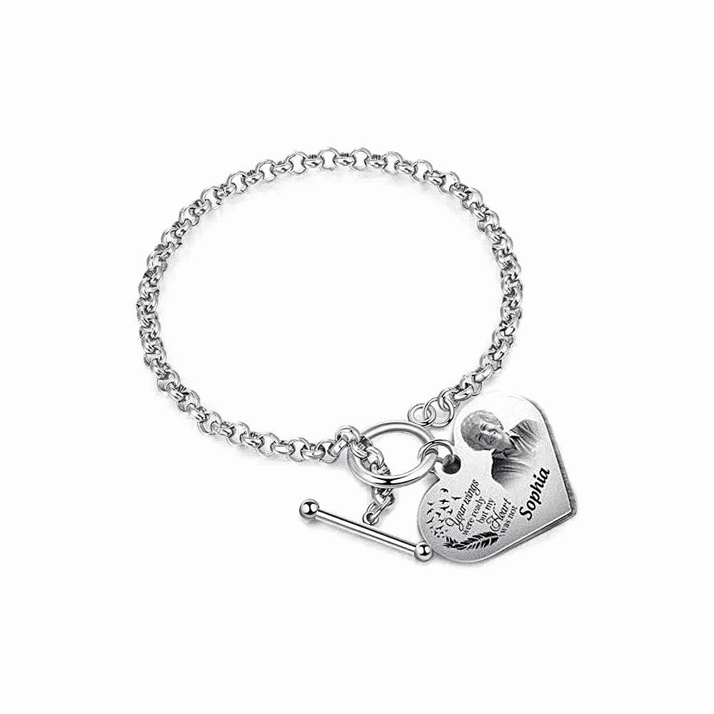 Shop Personalized Heart Bracelets No-tarnish Titanium Engraved Bracelet Sibling Love Boundless Vision