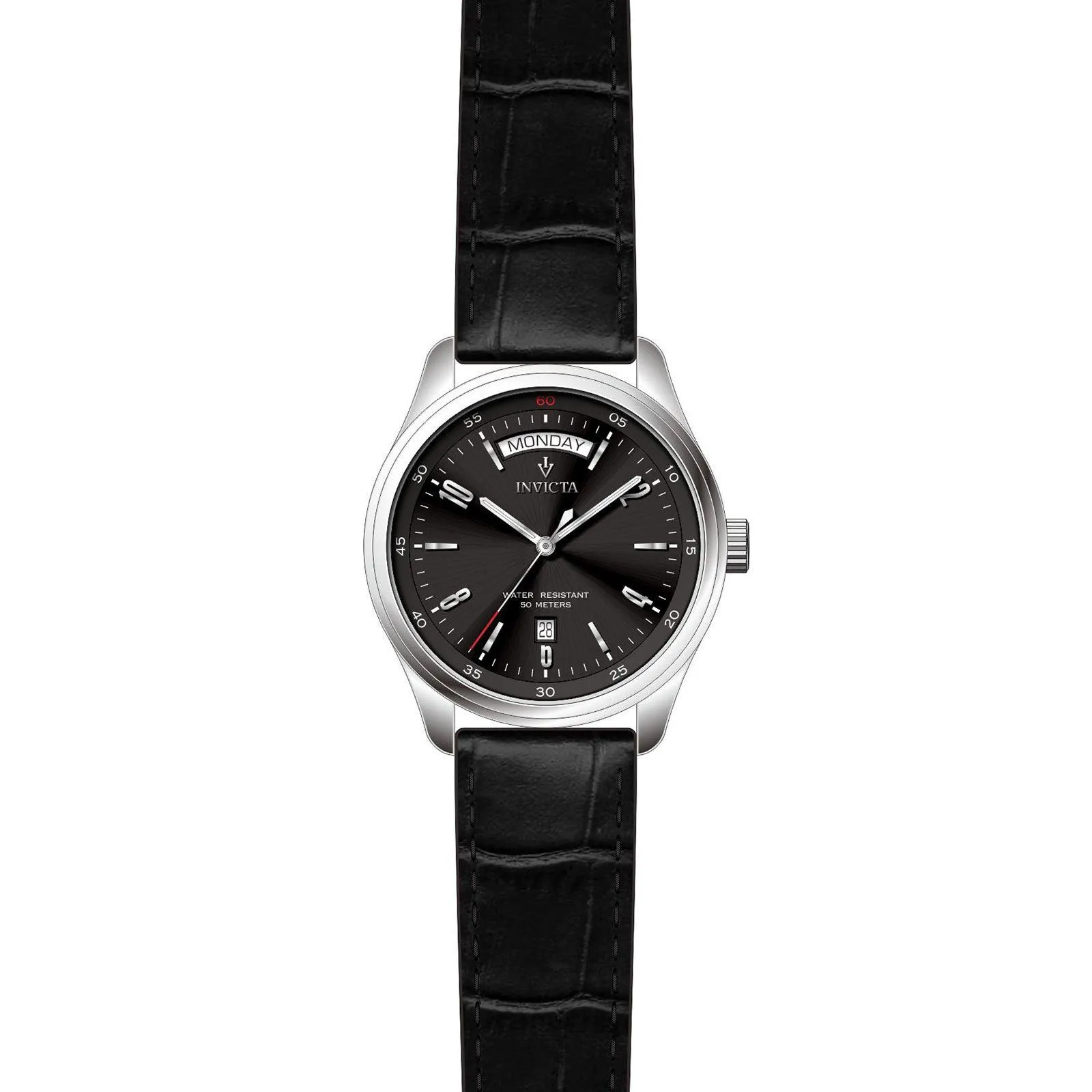 Invicta 31256 Men's Vintage Quartz Black Dial Leather Strap Watch