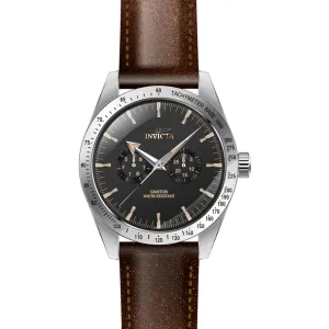 Invicta Men's Quartz Watch - Specialty Black Dial Brown Leather Strap | 45973