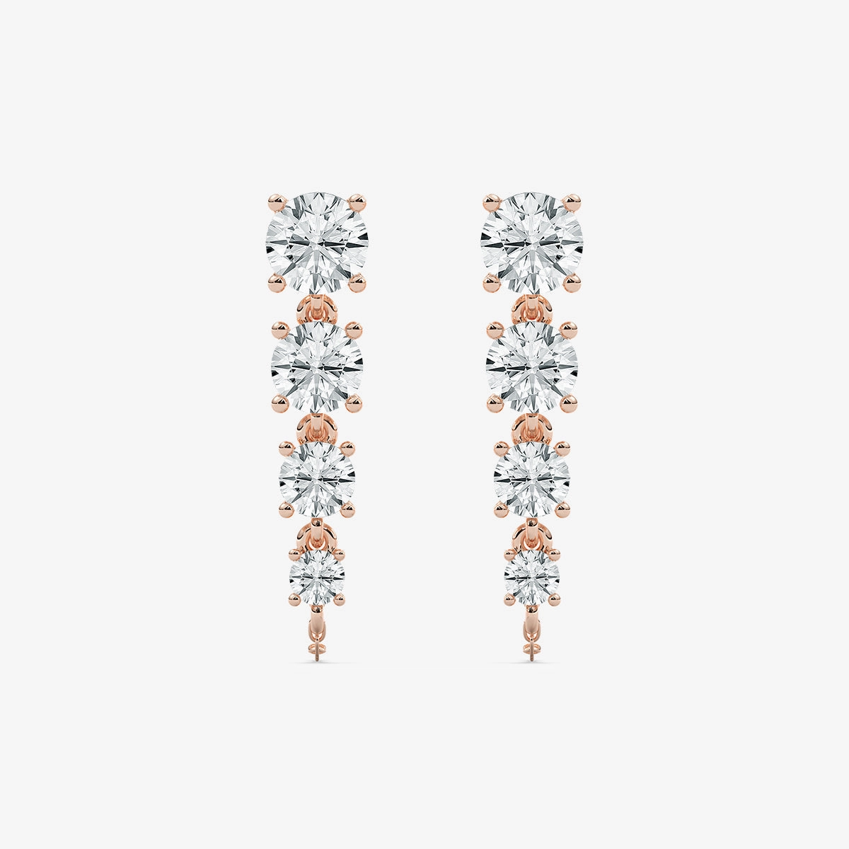 High-Quality Feature 1 ctw Round Lab Grown Diamond Graduated Dangle Earrings