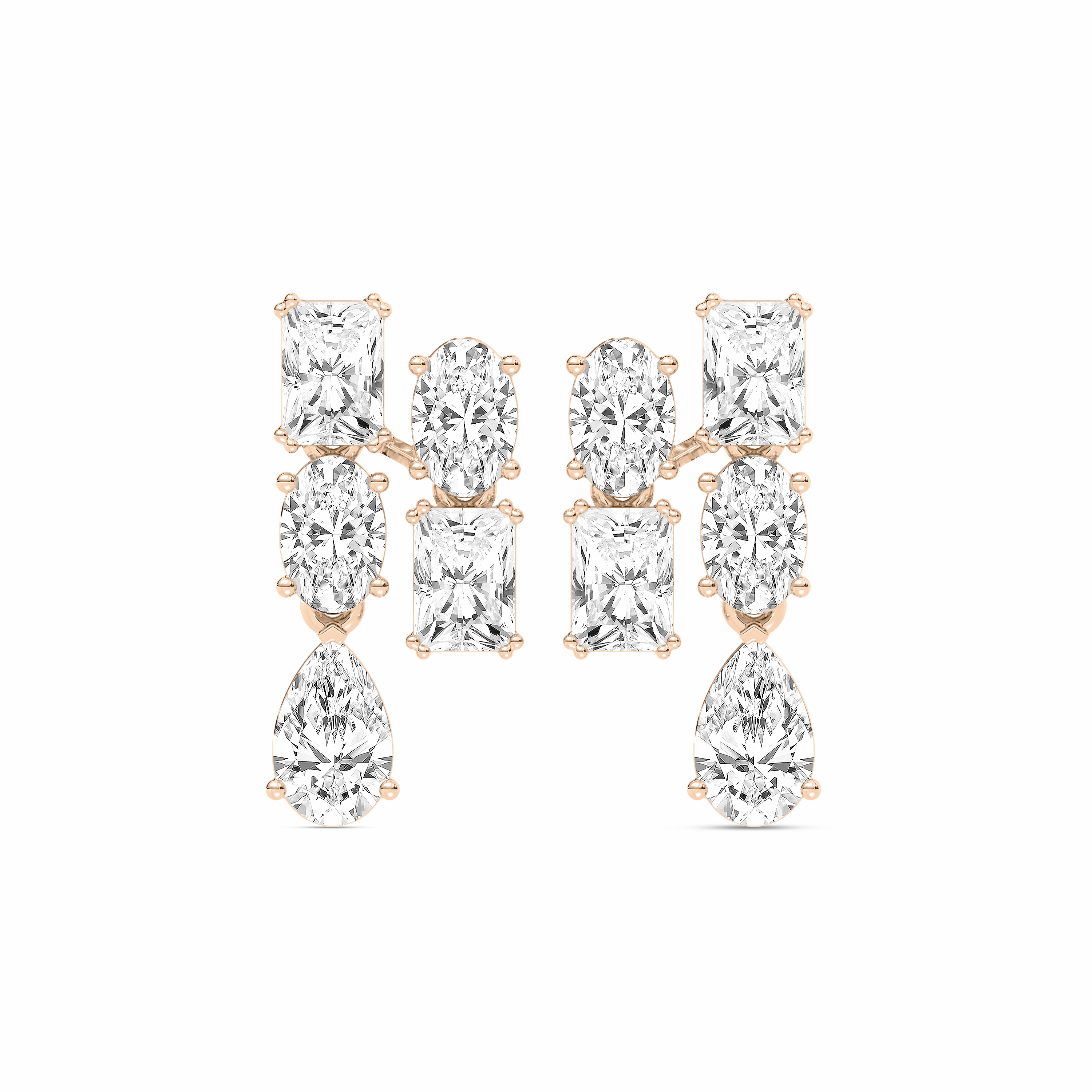Premium Adornment 5?ctw Radiant, Oval, and Pear Lab Grown Diamond Double Drop Earrings