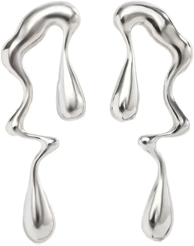 Irregular Water Drop Earrings Melted Liquid Irregular Stainless Steel Earrings Embrace Minimalist Earrings Statement Earrings for Women Jewelry Gifts