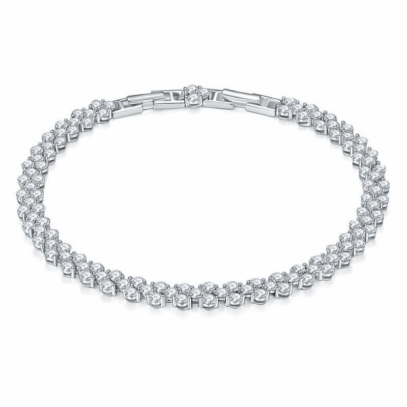Irregular V-Shaped 925 Silver Moissanite Tennis Bracelet Praiseworthy Fusions Heavenly Combinations