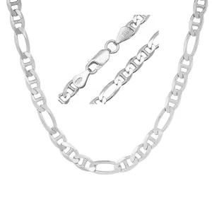 Italian Sterling Silver Figaro Gucci Mariner Chain Necklace