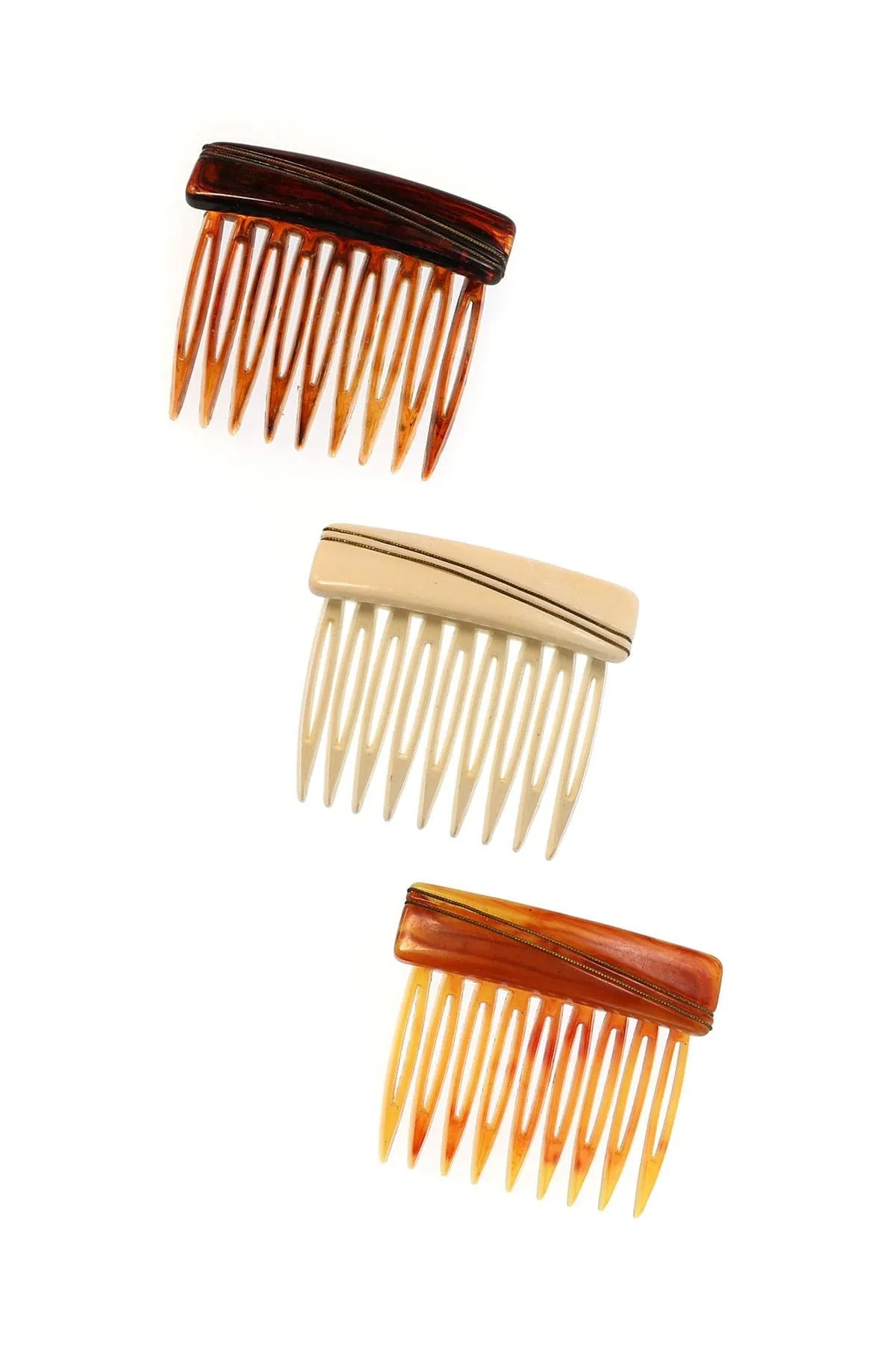 Italian Vintage Diagonal Wire Wrapped Hair Comb