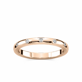 Lightweight Statement Ivy 1/8 ctw Round Lab Grown Diamond Burnished Wedding Band