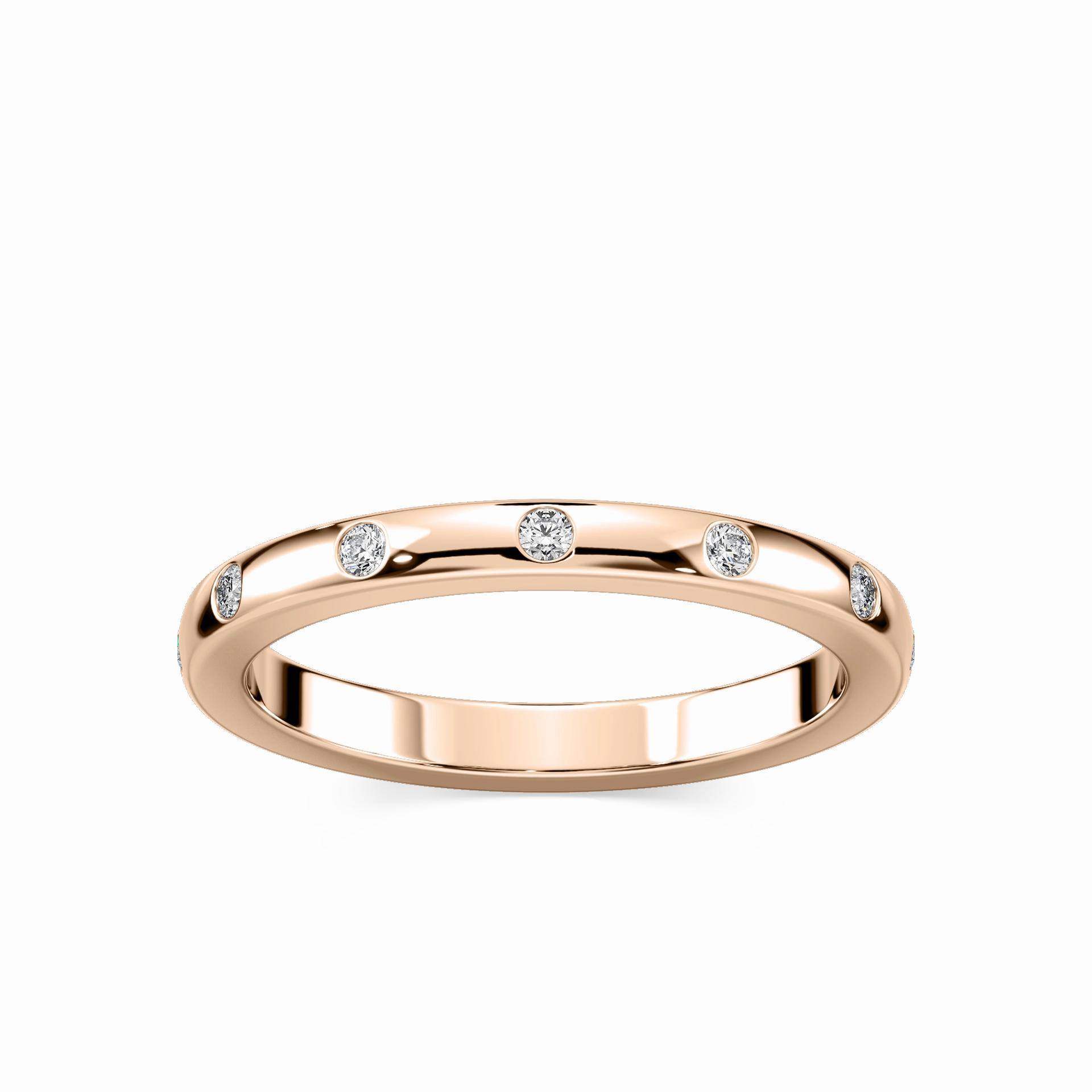 Lightweight Statement Ivy 1/8 ctw Round Lab Grown Diamond Burnished Wedding Band