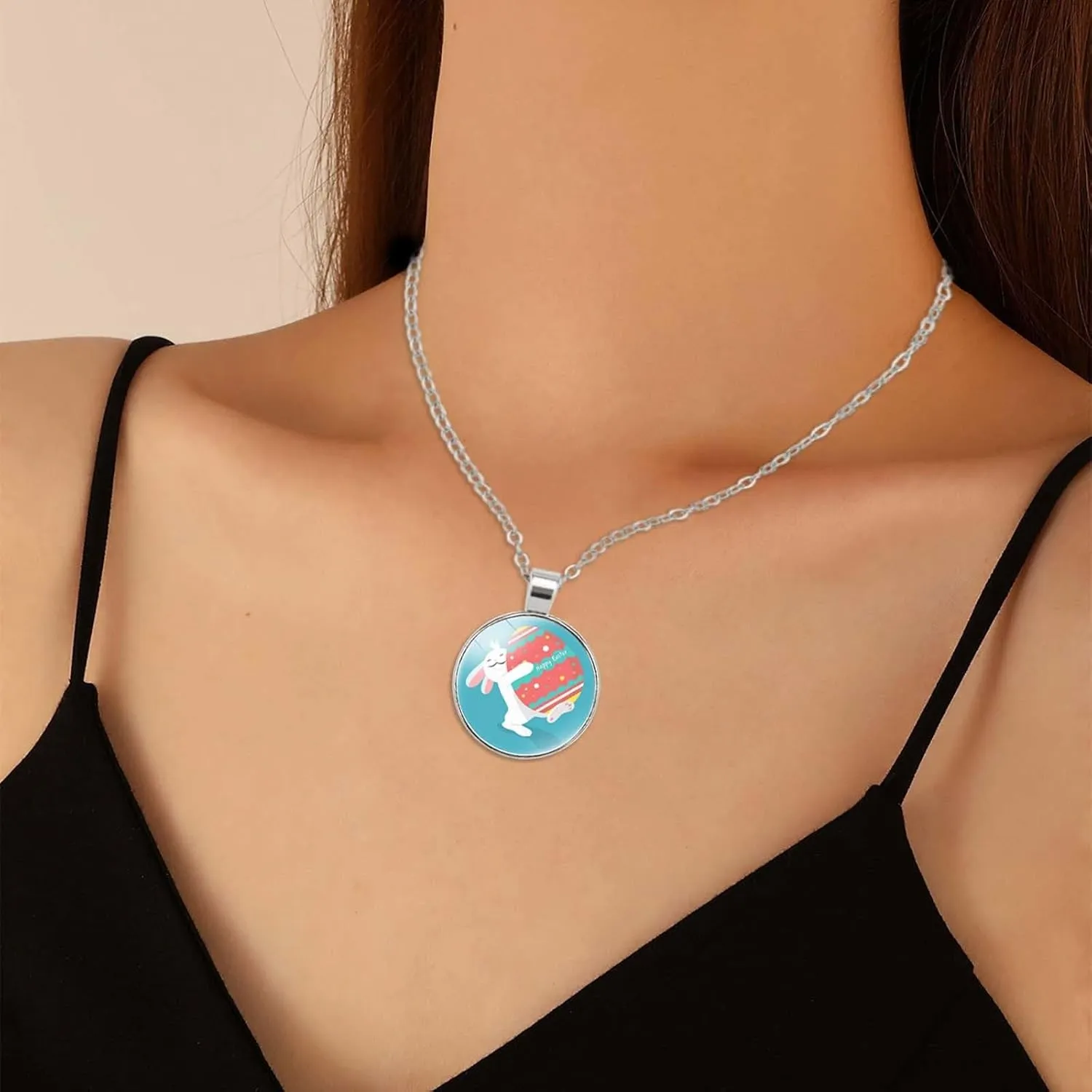 J Initial Necklace Girls Bunny Necklaces Easter Jewelry Bunny Pendant Necklaces Laye Rose Necklace