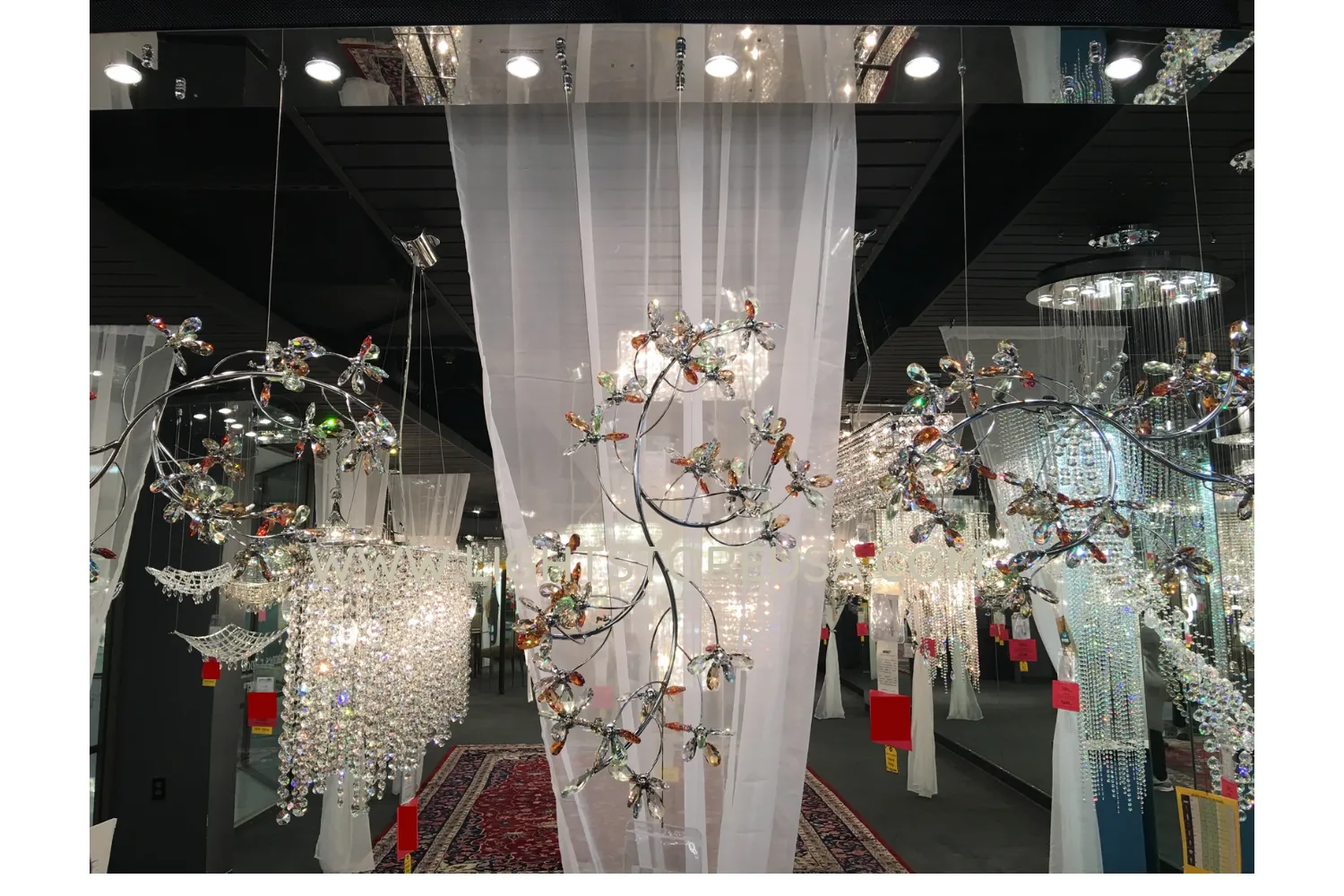 James R Moder Crystal Rain Double Floral Branch Chandelier