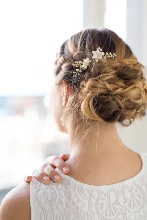 JASMINE HAIR PINS | Dainty Floral Bridal Hair Pins with Crystals & Pearls