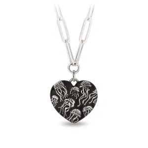 Jellyfish Large Puffed Hearts Large Paperclip Chain Necklace