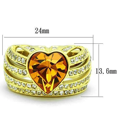 Jewellery Kingdom Ladies Gold Topaz Cocktail 4 Carat Cubic Zirconia Steel Bezel Ring