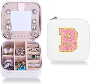 Jewelry Organizer - Small Travel Jewelry Box, PU Leather Portable Case for Rings, Earrings, Necklaces, Bracelets, Bangles - Women & Girls Gifts