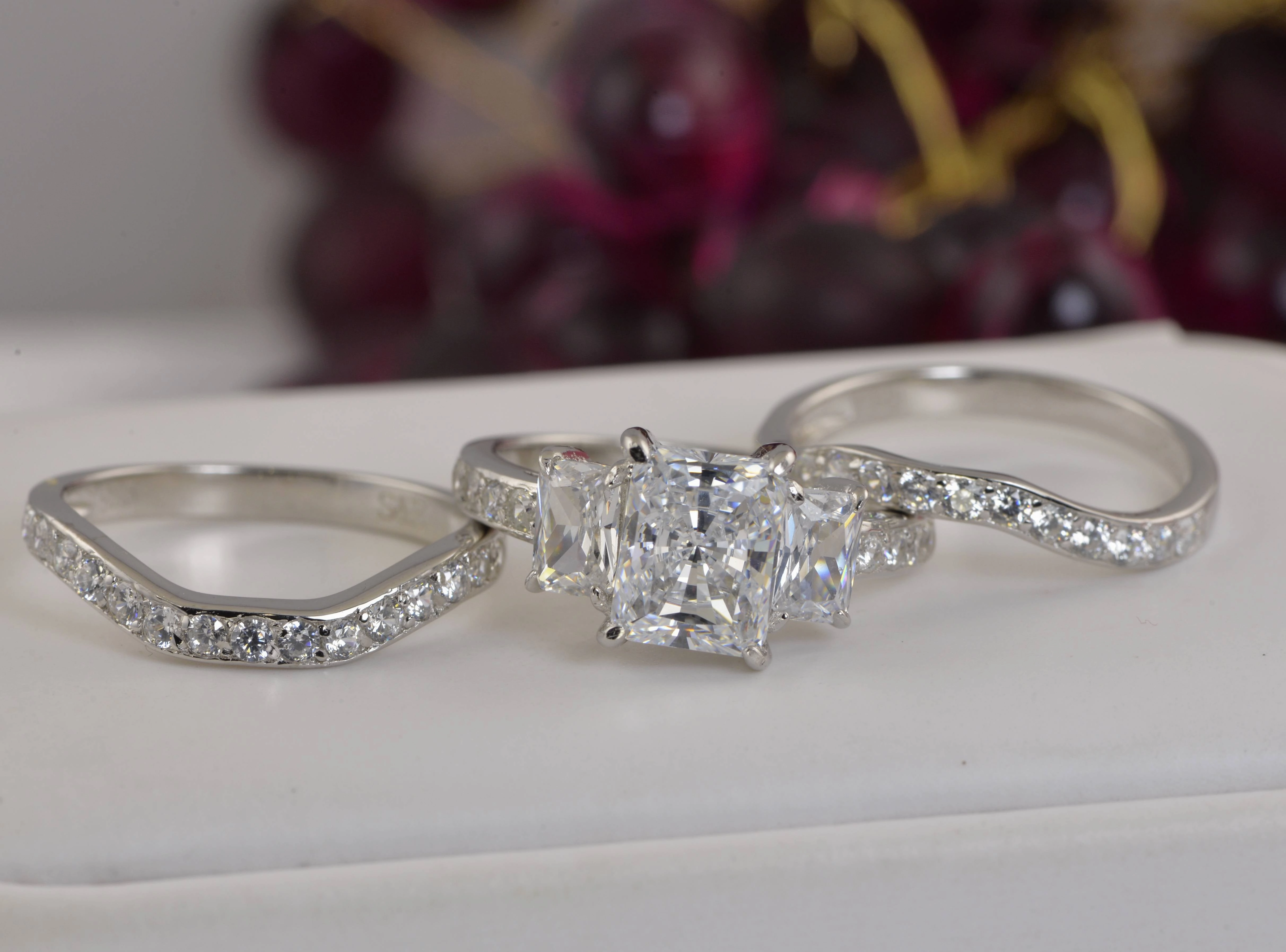 Resilient Look Modern Fashion 6.51 Total Carat Weight Radiant Cut Wedding Engagement Ring Diamond Simulated 925 Sterling Silver Anniversary Ring SKU:00223