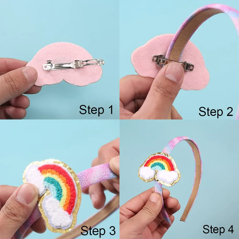 JIAHANG Baby Girl Interchangeable Headbands and Clips Set, Flower and Rainbow Headband, DIY Charm Hair Bands, Hair Accessories for Toddler Kids Teens (felt)