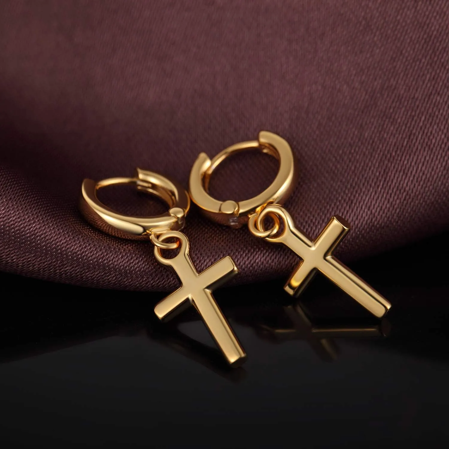 Jianhanzb S925 Sterling Silver Cross Earrings for Women Men Silver Cross Hoop Earrings Cross Dangle Earrings for Unisex - Silver, Black, Gold Plated, Rose Gold