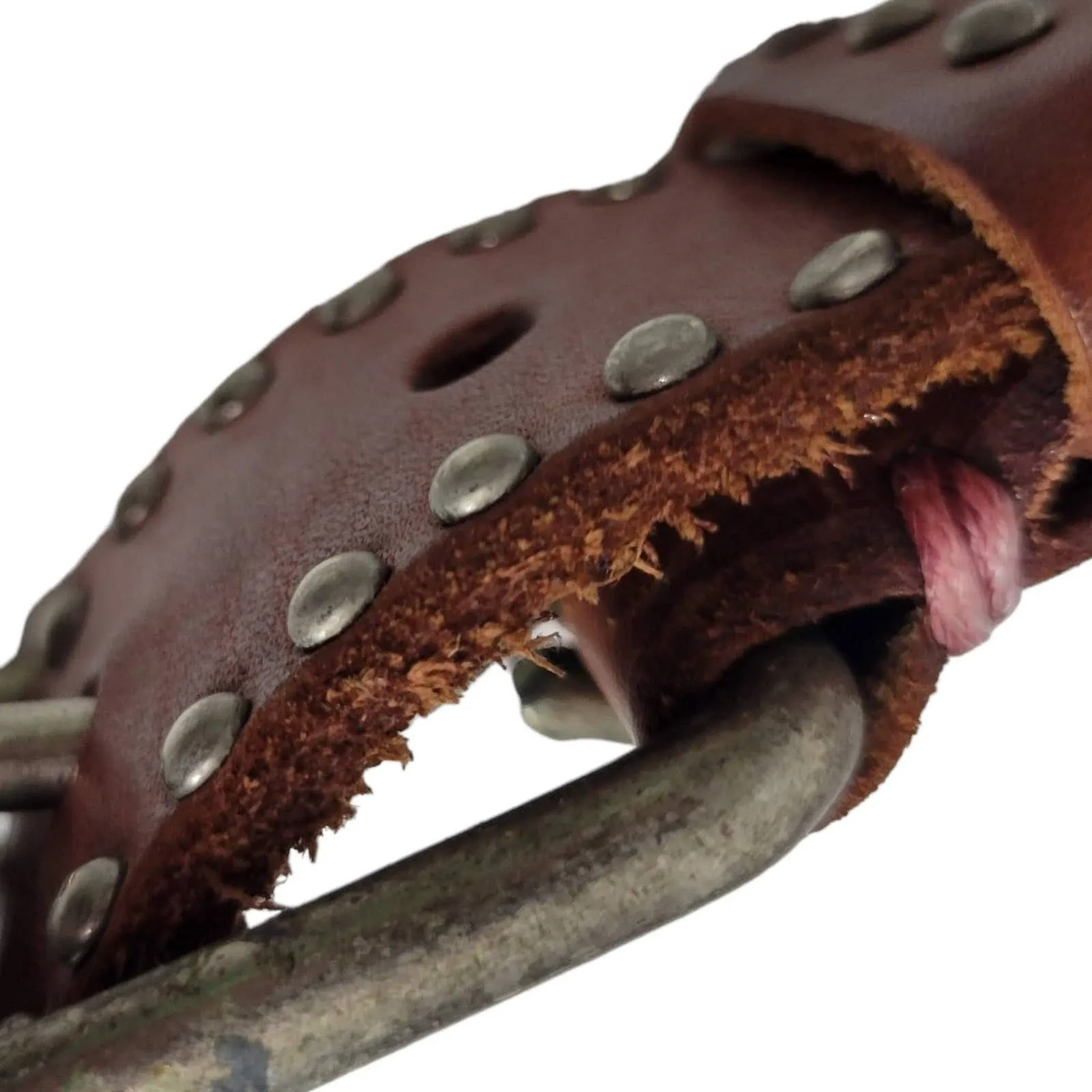 Jigsaw Brown Leather Belt Western Studs Bling Crystals Embellished Rivets Small