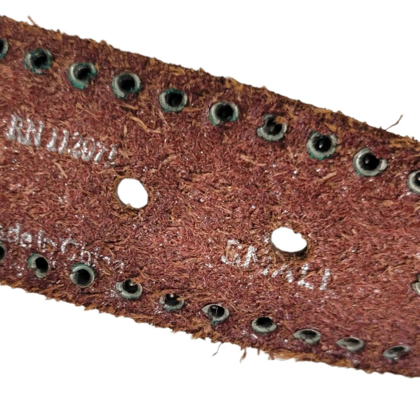 Jigsaw Brown Leather Belt Western Studs Bling Crystals Embellished Rivets Small