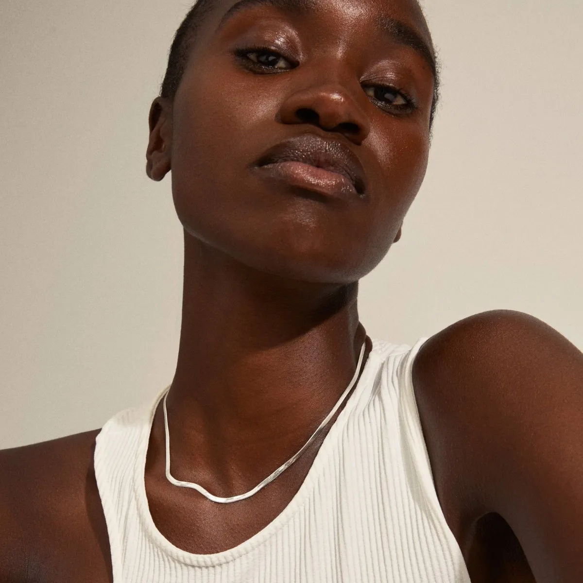 Joanna Silver Plated Herringbone Chain