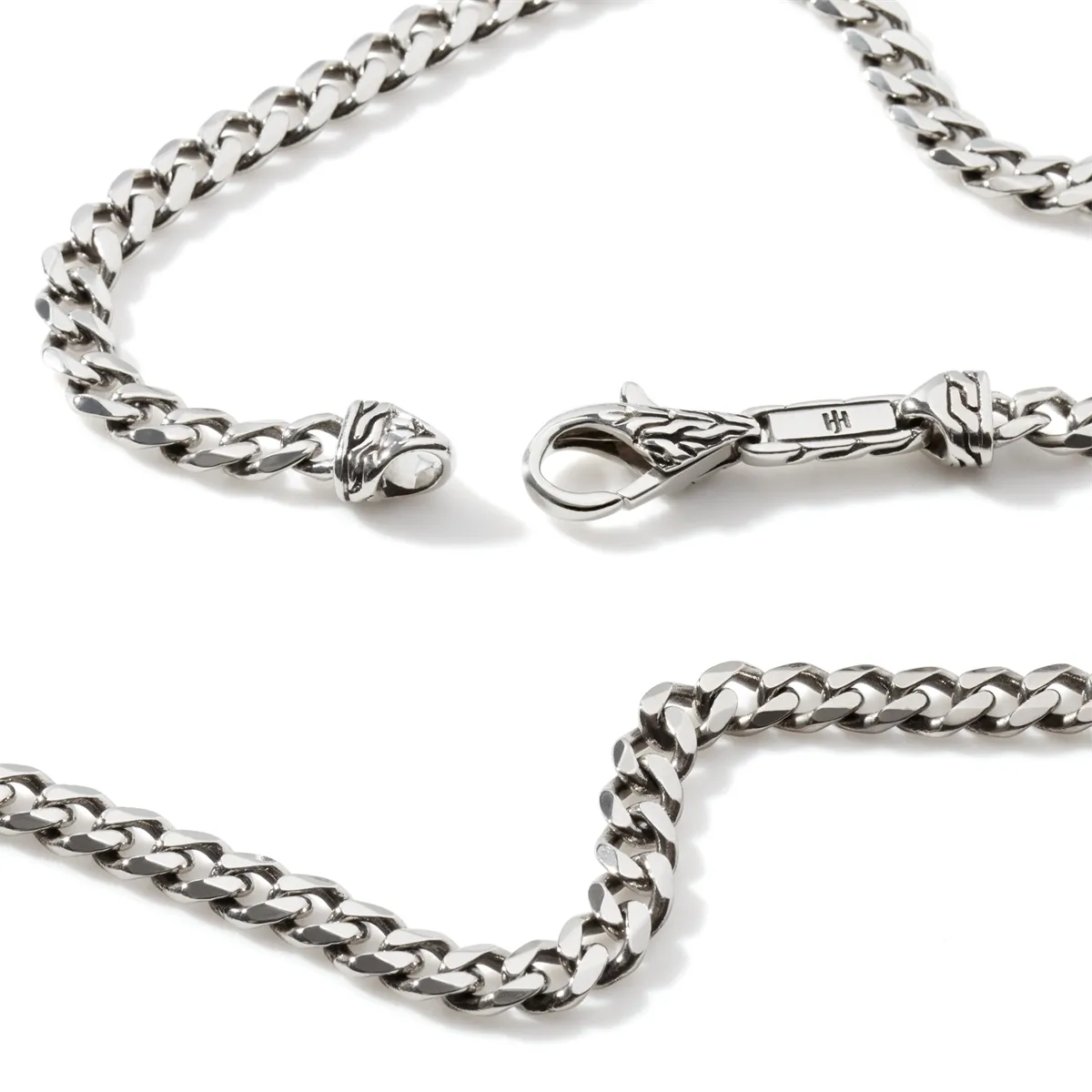 John Hardy Mens Classic Chain Silver 3.9mm Curb Chain Necklace, 24 inch