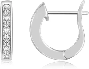JSJOY Small Gold Hoop Earrings for Women Girls Tiny 14k Diamond Huggie Hoops Earrings Cubic Zirconia Hypoallergenic Lightweight, Rose Gold, Silver