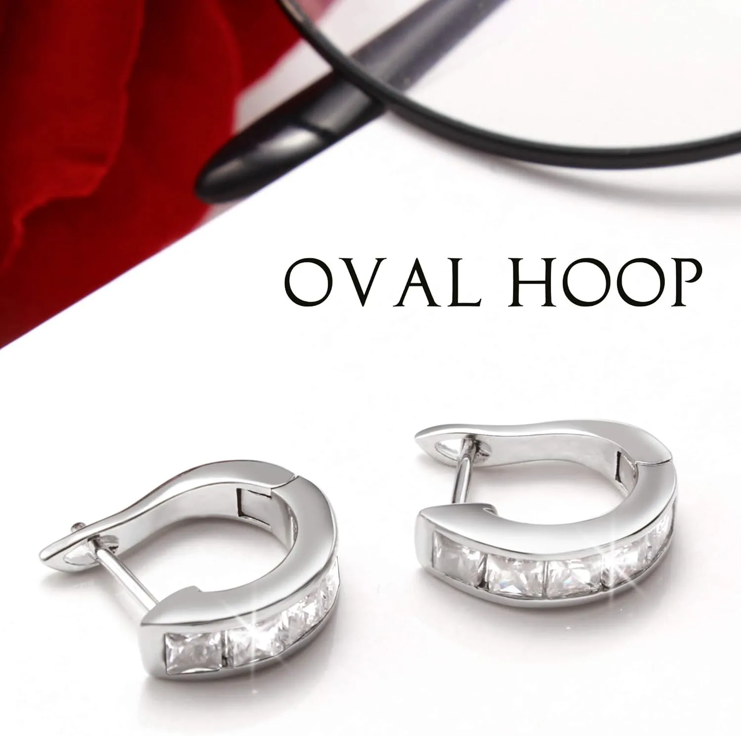 JSJOY Small Gold Hoop Earrings for Women Girls Tiny 14k Diamond Huggie Hoops Earrings Cubic Zirconia Hypoallergenic Lightweight, Rose Gold, Silver