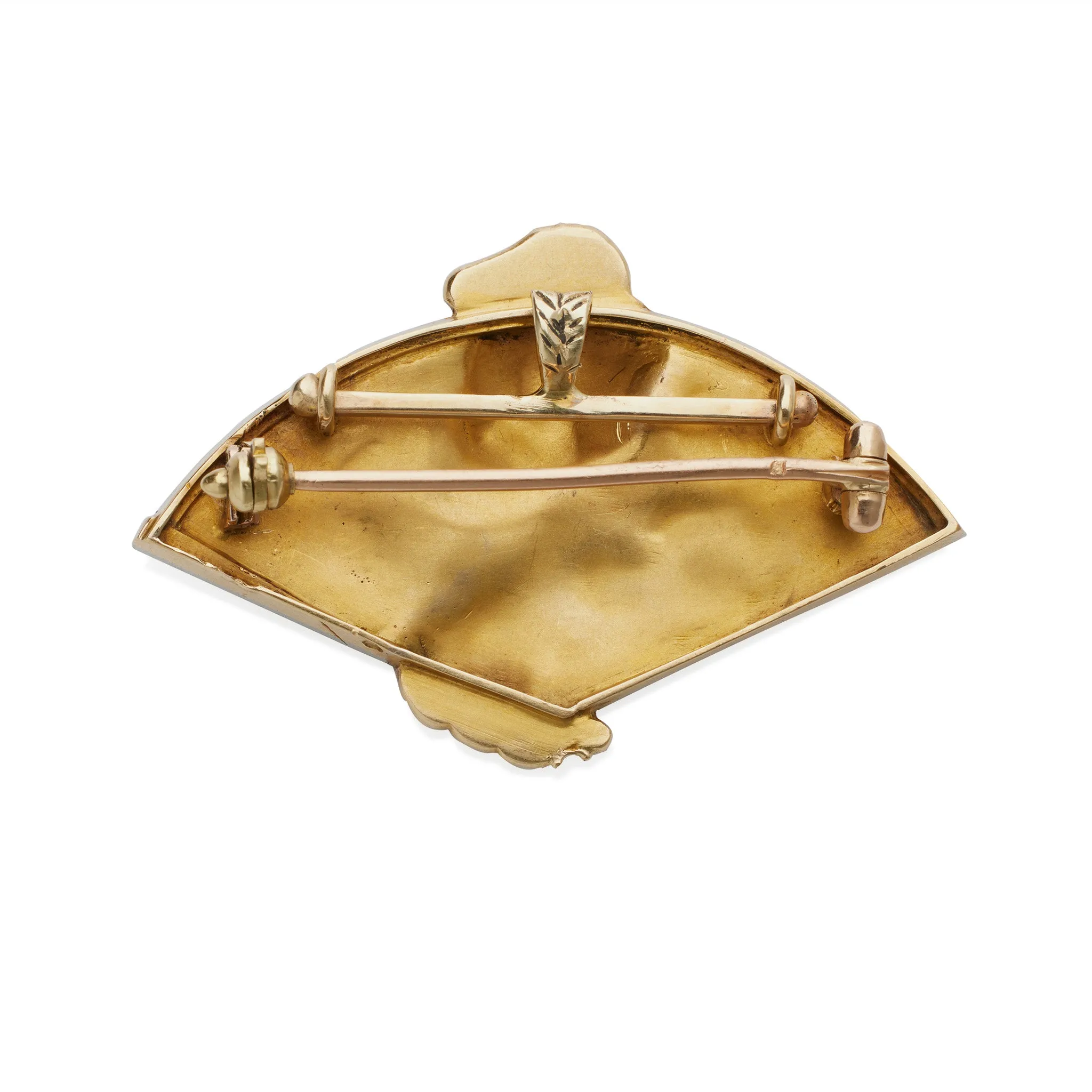 Jules Chéret Art Nouveau 18K Gold and Rose-cut Diamond Brooch