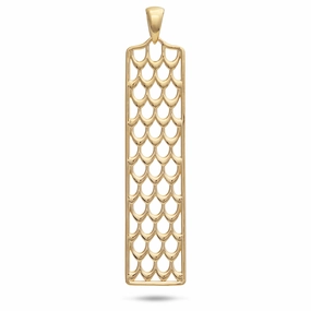 Kamohoali?i ?Iwa Bird Feather Pendant in Gold - 50mm Linear Form bright light