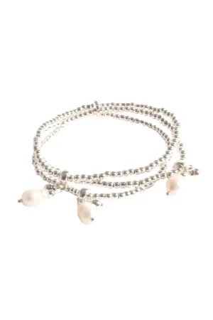 Kasper Ball Pearl Stretch Bracelet Silver