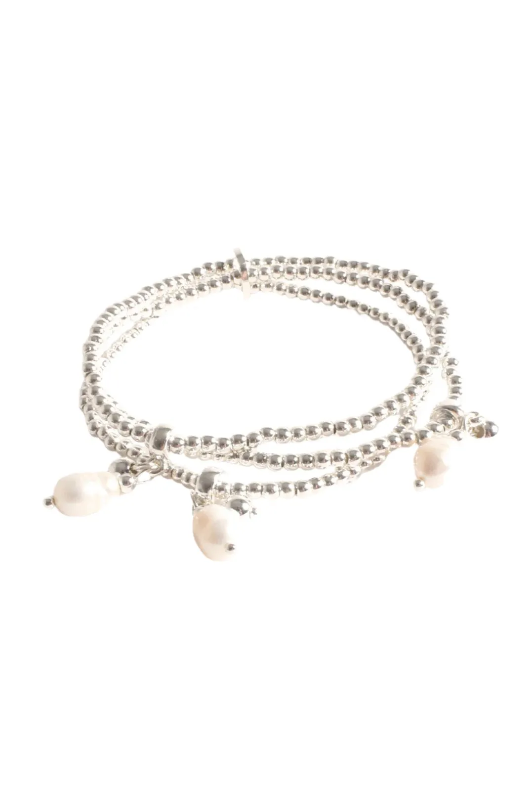 Kasper Ball Pearl Stretch Bracelet Silver